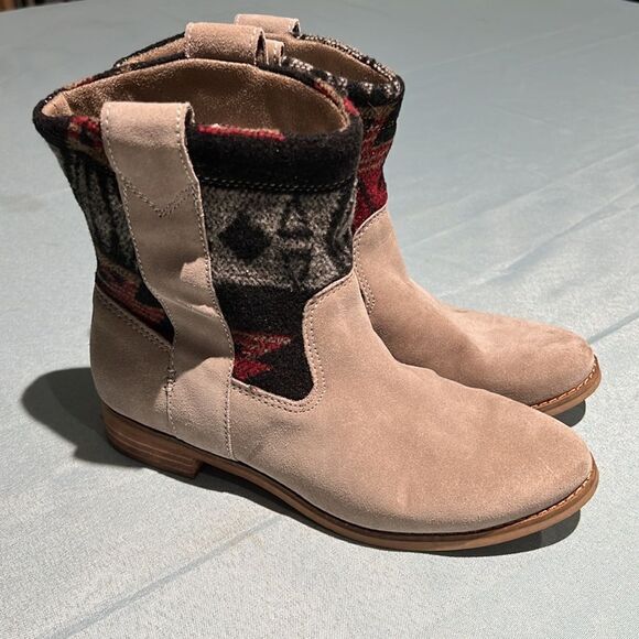 Toms laurel Aztec Desert Ankle boots Taupe Suede Fisherman Core A2 - Picture 3 of 11